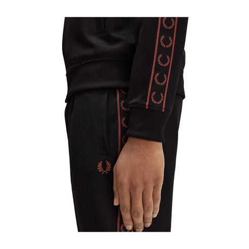 FRED PERRY Felpa con zip Felpa Uomo Contrast Tape Nero whisky - Francavilla Moda